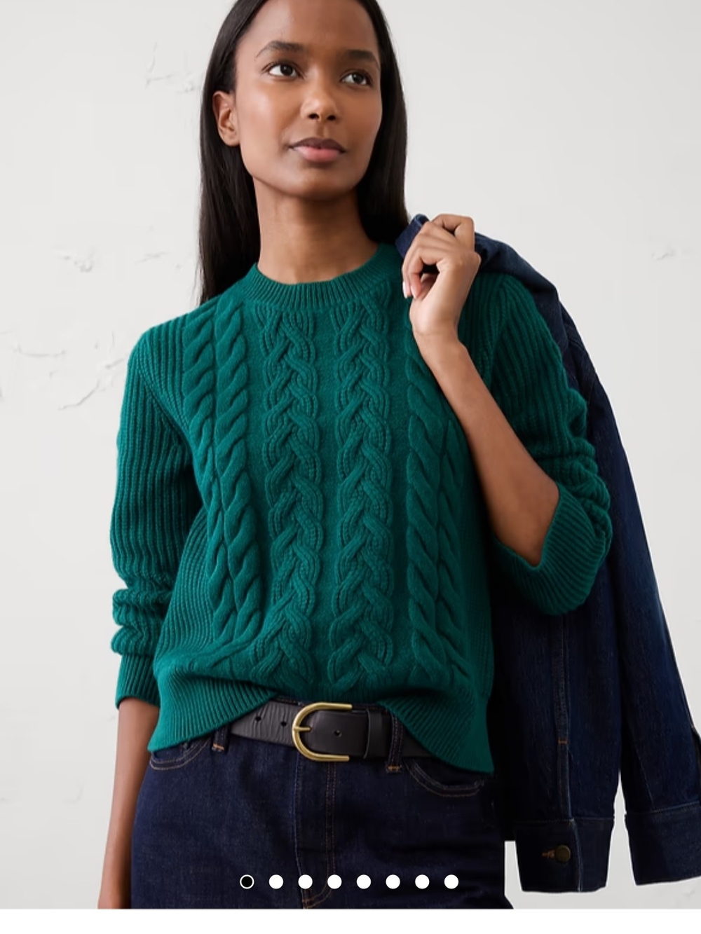 Banana Republic Cable-Knit Crewneck Sweater in Emerald Size L NWT